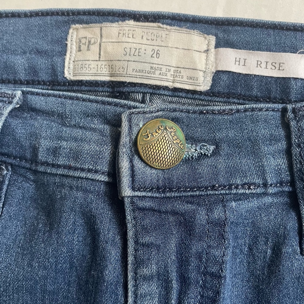 FREE PEOPLE HI-RISE SKINNY BLUE JEANS DENIM SIZE 26 MADE IN USA. - Picture 6 of 7